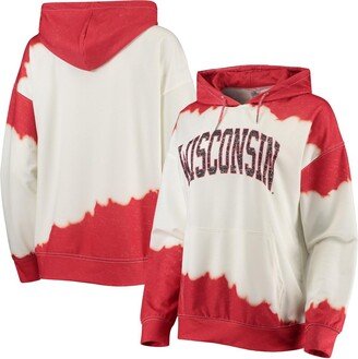 Women's Gameday Couture White, Red Wisconsin Badgers For the Fun Double Dip-Dyed Pullover Hoodie - White, Red