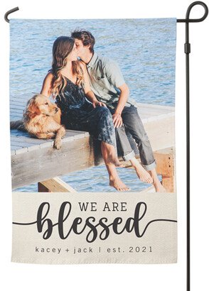 Garden Flags: We Are Blessed Garden Flag, Flag Stand, Gray