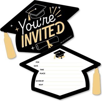 Big Dot of Happiness Hello College Graduation Party Invitations - Shaped Fill-In Invite Cards with Envelopes - Set of 12