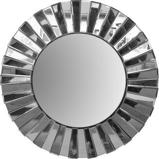 IGEMAN 28 in Round Floating Wall Mirror, Contemporary Style Wall Mirror, Crafted from Glass with MDF Backing, Silver