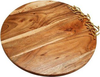 Round Wood Charcuterie Board with Coral Design, 16