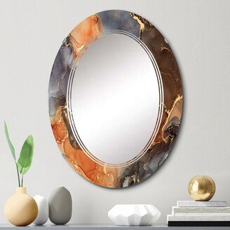 Designart 'Brown Luxury Abstract Fluid Art X' Printed Modern Wall Mirror