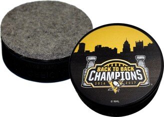 2016-2017 Pittsburgh Penguins Back To Stanley Cup Champions Hockey Puck Board Eraser