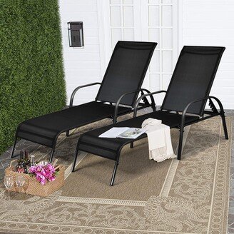 2PCS Adjustable Chaise Lounge Chair Recliner Patio Yard Outdoor - See Details