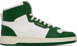 White & Green Dice Hi Sneakers