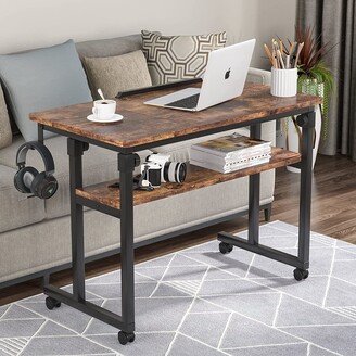 Height Adjustable Standing Laptop Table, Portable Desk for Sofa Bed with Wheels