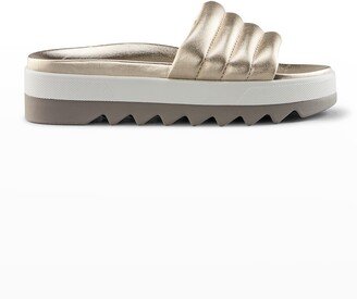 Prato Metallic Flat Slide Sandals