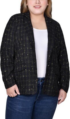 Plus Size Long Sleeve Tweed Jacket