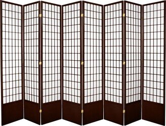 Handmade 7' Walnut 8-Panel Window Pane Shoji Screen