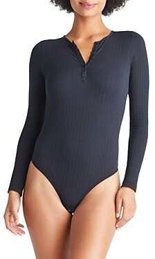 Katrina Henley Seamless Ribbed Bodysuit