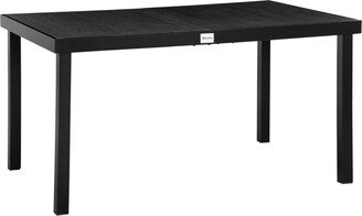 Outdoor Dining Table for 6 Person, Rectangular, Aluminum Metal Legs for Garden, Lawn, Patio, Woodgrain Black