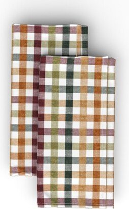 Cloth Napkins: Fall Plaid - Thanksgiving Colors Cloth Napkin, Longleaf Sateen Grand, Multicolor