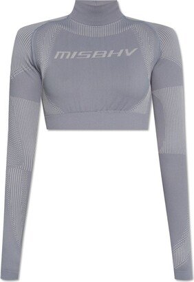 Logo-Printed Long-Sleeved Cropped Top