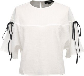 Smart and Joy Tulip Sleeves Crop Top - White