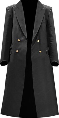 Bless by Bless Iiib Double Breasted Blazer Trench Coat Black Women