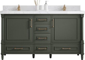 Aberdeen 60 In. W X 22 D Double Sink Bathroom Vanity in Pewter Green With Quartz Or Marble Countertop | Modern Vanity Premium Q