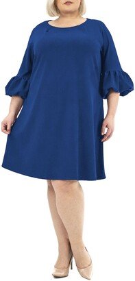 Solid Three-Quarter Bell Sleeve Shift Dress