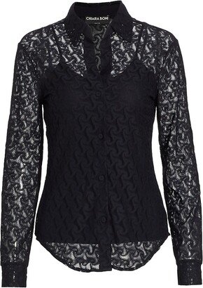 Shulinen Lace Button-Front Blouse