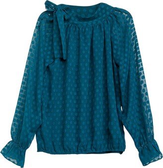 Niza Long Sleeve Blouse With Lace Blue