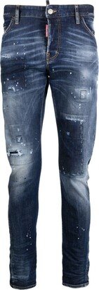 Faded Low-Rise Tapered Jeans