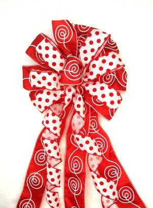 Wreath Bow/Red & White Christmas