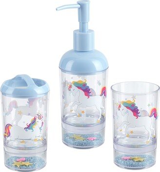 Allure Home Creations Unicorn & Rainbow 3pc Set Lotion Pump/Toothbrush Holder/Tumbler - 3pc bath accessory set