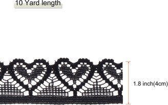 Unique Bargains 0.7 Inch Wide 10 Yard Lace Ribbon Heart Pattern Black Lace Trim Ribbon