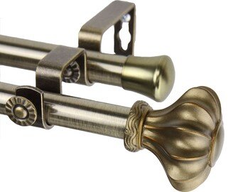 InStyleDesign Amor Adjustable Antique Brass Double Curtain Rod Set