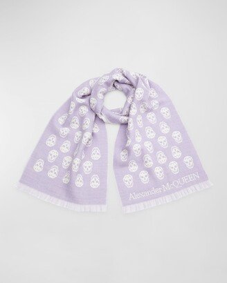 Reversible Skull-Print Wool Scarf