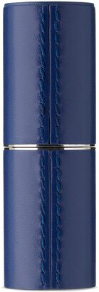 Navy Refillable Leather Lipstick Case