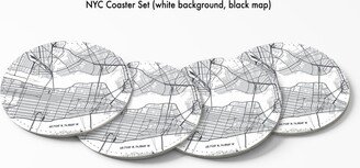 Usa Cities & Coordinates Leather Coaster Set, Mix Match Cities, Beermat Bar Cart, U.s. City With Latitude Longitude Coasters