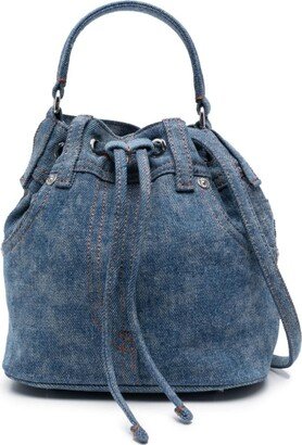 Drawstring Denim Bucket Bag