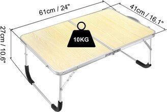 Unique Bargains Foldable Laptop Table, Portable Lap Desk Picnic Bed Tables, Wood Color - Wood Color