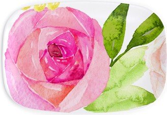 Serving Platters: Spring Peonies, Roses, And Poppies - Pink Serving Platter, Pink