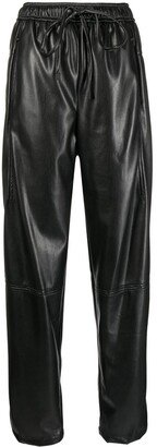 Faux-Leather Drawstring Trousers-AA