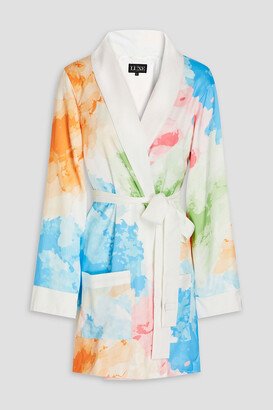 Exceptional Watercolor printed satin robe