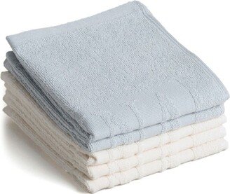 BAINA White And Grey Organic Cotton Face Towel Set