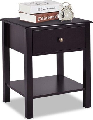 End Table Nightstand Storage Display Furniture Drawer Shelf Beside Brown