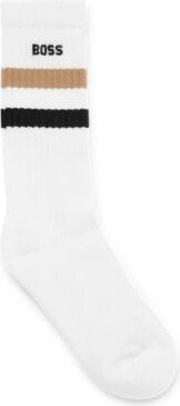 Quarter-length cotton-blend socks with signature stripe