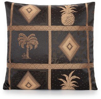 Palm Tree, Pineapple Design in Black & Gold Decorative Pillow Cover. Accent Throw Pillow, Home Decor.