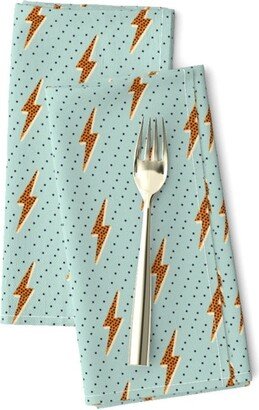 Pop Art Dinner Napkins | Set Of 2 - Lightning Bolts By Milatoo Polka Dots Electric Micro Print Cloth Spoonflower