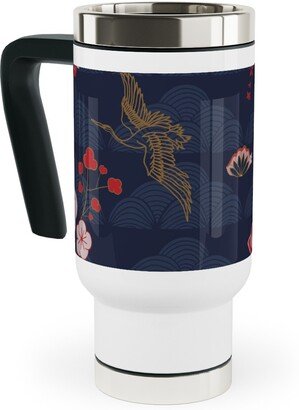 Travel Mugs: Zen Crane - Multi Travel Mug With Handle, 17Oz, Blue