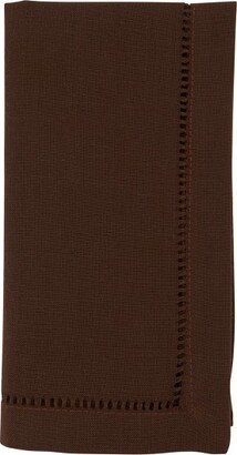 Saro Lifestyle Dinner Napkin With Hemstitch Border Design (Set of 12), Chocolate,