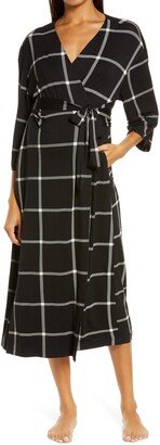 Windowpane Check Maternity/Nursing Robe