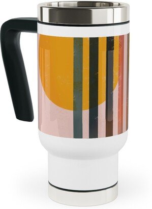 Travel Mugs: Abstract Cali Sunset - Multi Travel Mug With Handle, 17Oz, Multicolor