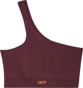 Off stamp one-shoulder sports bra