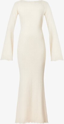 Savannah Morrow Womens Ivory Exclusive Harmony Open-back Organic-cotton and Silk-blend Dress