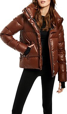 Isabel Faux Leather Puffer Coat