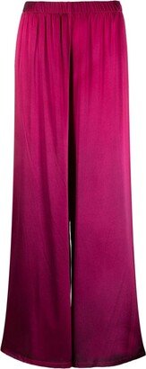 Ruched Silk-Satin Wide-Leg Trousers