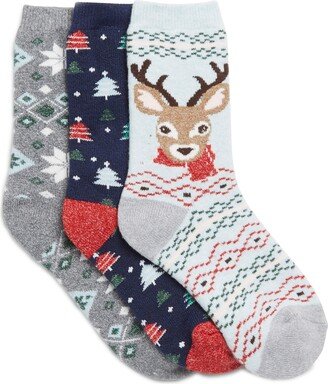 Terry Assorted 3-Pack Christmas Crew Socks-AA